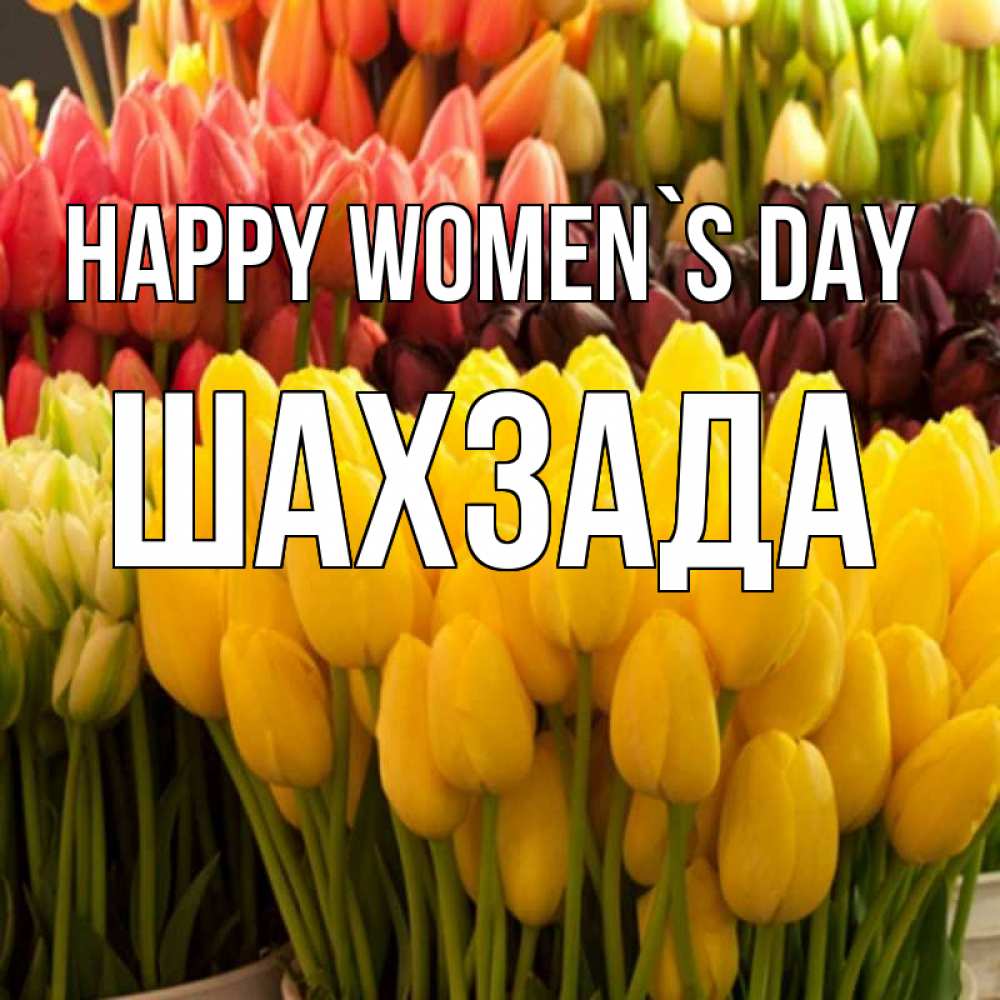 Greetings card с именем, ШАХЗАДА happy women`s day цветы Greetings with text for free download 